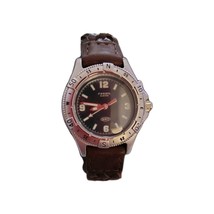 Fossil Watch Womens Stainless Silver Steel Brown Leather 50m Blue Date Q... - $221.44 MXN