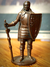 Kinder Surprise Size Vintage Metal Soldier Figurine KNIGHT SHIELD SWORD 4cm 1.5&quot; - £9.72 GBP