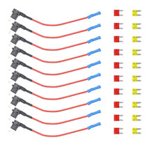 10-Pack 12V Automotive Fuse Tap Adapter Kit with Mini ATS Blade Fuse Holders - £22.91 GBP