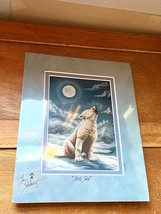 Lori Salisberg Artist Signed FIRST SOLO Howling Wolf Pup at Winter Moon Print in - £12.59 GBP
