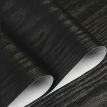 Vinyl Wall Paper Black Wood Grain Self Adhesive Wallpaper Furniture Stickers - £31.16 GBP