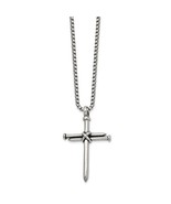 Chisel Stainless Steel Antiqued Polished Cross of Nails Pendant 22in Box... - €59,99 EUR