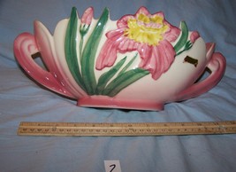 Vintage Camark Pottery Handpainted Pink Iris Double Handled  Bowl-#804R-Lot 2 - £54.81 GBP