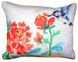 Betsy Drake Hummingbird &amp; Red Flower Extra Large Pillow 20 X 24 - £54.50 GBP