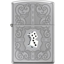 Zippo Lighter - Dazzling White Dice on High Polished Chrome - 854032 - £28.67 GBP