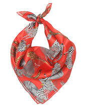 Wild Animals Scarf 21&quot; Square Bandana Trail Ride Red Neckerchief US Sell... - £7.72 GBP