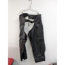 Vintage Genuine Black THICK Leather Motorcycle Chaps Biker Wear 3XL - £60.11 GBP