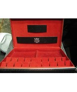 JEWELRY ORGANIZER BOX BLACK W RED INSIDE 8 X 4 3/4 INCH VINTAGE - £3.93 GBP