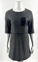 Madewell Installation Dress Size Small Gray Black Leather Pocket Wool Blend - £35.61 GBP