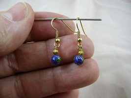 (EE600-8) 6 Mm Blue With Pink Flower Cloisonne Dangle Earrings Jewelry Fashion - £7.47 GBP