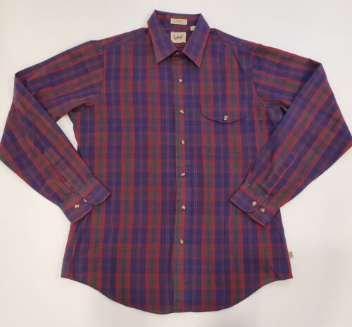 Lee Multi-Color Plaid Long Sleeve Button Down Shirt Men&#39;s Size L Vintage - $19.60