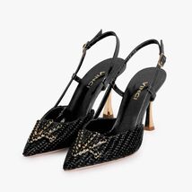 The Luna Black Leather Slingback Women Sandal image 2