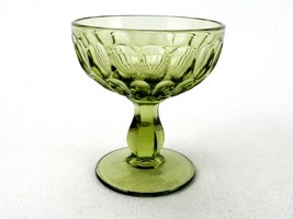 Fenton Colonial Green Sherbet Glass. Thumbprint Pattern, 6-Sided Stem, #FNT300 - £11.53 GBP