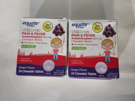 2-EQUATE Children (2-11) Pain Relief Fever Reducer Grape Flavored 4/26 24ct Each - $8.42
