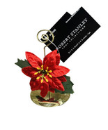 Christmas Robert Stanley Poinsettia Pine Cone Gold Place card Holder 3.7... - £11.87 GBP