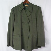 Vtg 70s Made in England 42R | 34x30 Green Double Breasted Mens Suit Jacket Pants - £97.94 GBP
