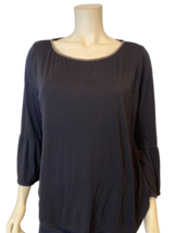 White House Black Market Black 3/4 Bell Sleeve Knit Top Embellished Neck... - £11.17 GBP