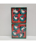 Vintage Christmas Wreath Goose Holiday Napkin Holders Rings Set Of 8 Vin... - $40.56 CAD