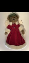 Boyds Holly Beary Bear Christmas Tree Topper 12&quot; Vintage Angel Red Velour Coat - £16.18 GBP