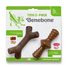 Benebone Stick &amp; Zaggler Dog Chew Toy Maple &amp; Bacon, 1ea/XS, 2 pk - £18.16 GBP