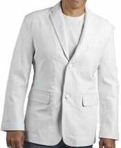 White Formal Business Stylish Causal Blazer 100% Leather Lambskin Handma... - £94.70 GBP