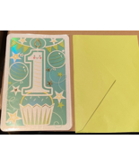 1 Year Baby Birthday Card Cupcake w/Green Envelope *NEW* qq1 - $6.99