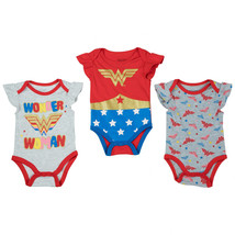 Wonder Woman Suit and Icons 3-Pack Infant Bodysuit Set Multi-Color - £20.01 GBP
