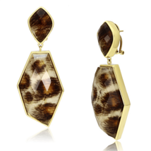 VL074 - IP Gold(Ion Plating) Brass Earrings with Synthetic Synthetic Sto... - $31.49