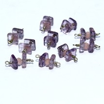 Natural Amethyst Jade Smooth Square Silver Plated Vermeil Beads Loose Gemstone - £4.41 GBP