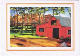 Postcard Art Red Barn In Autumn Parker 4.5&quot; x 6.25&quot; - £3.15 GBP