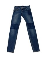 STS Blue Women&#39;s Jeans Medium Wash Unique Low Rise Patchwork Skinny Size 3 - $23.00
