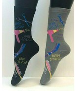 2 PAIRS Foozys Women&#39;s Socks, HAIR STYLIST, Shears, Brush, Black, Gray, NEW - $170.87 MXN