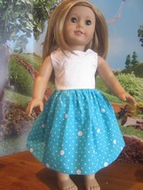 homemade 18&quot; american girl/madame alexander WHITE POLKA  D sundress doll clothes - £11.65 GBP