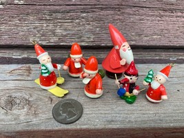 Erzgebirge Style Italy Santa Claus Wood Miniature Ornament Grouping Lot - £37.54 GBP