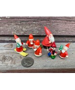 ERZGEBIRGE STYLE ITALY SANTA CLAUS WOOD MINIATURE ORNAMENT GROUPING LOT - $49.45