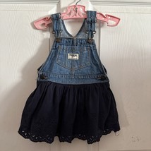 Oshkosh B&#39;Gosh Overall Dress Size 18 mo Blue Eyelet Ruffle Skirt - £10.35 GBP