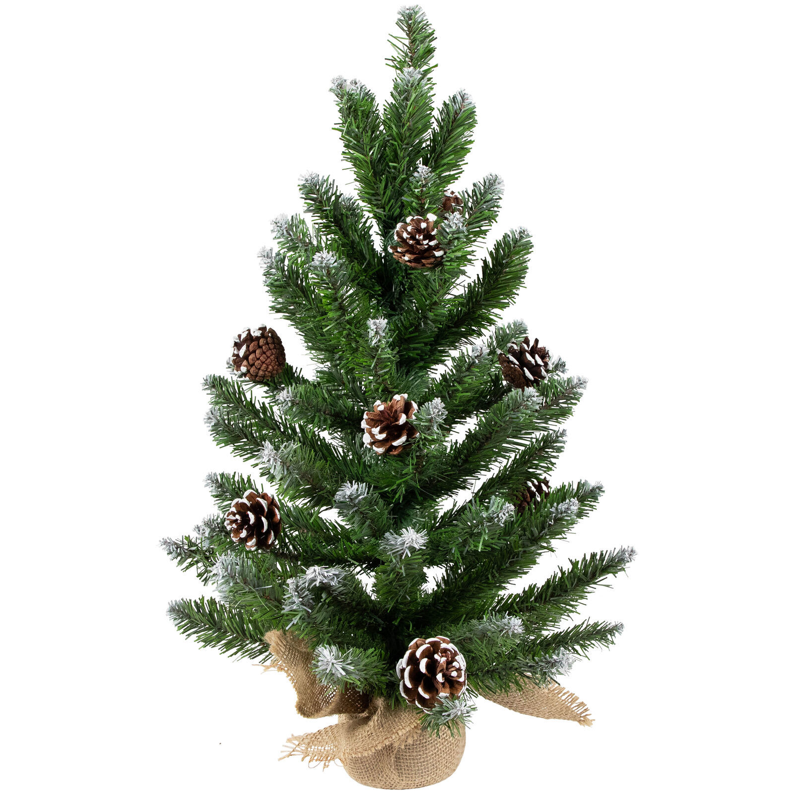US Seller 24&quot; Frosted Norway Pine Cones Artificial Christmas Tree Burlap... - $44.98