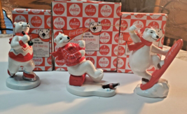 Coca-Cola Always Ice Fishing, Snow Boarding and Ice-Skating Ceramic Polar Bear - £31.13 GBP