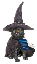Large Black Cat with Witch Hat and Cape LED Light Up Cauldron 15&quot; Halloween - £31.12 GBP