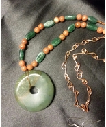 Necklace - Green agate pendant with goldstone and carnelians - Affordable - £23.53 GBP