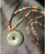 Necklace - Green agate pendant with goldstone and carnelians - Affordable - £22.92 GBP