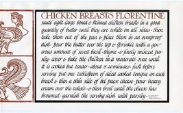 Alice Waters David Lance Goines Recipe Print Chicken Breasts Florentine  - £23.39 GBP
