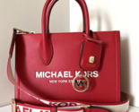 New Michael Kors Mirella Small Shopper Top Zip Crossbody Tote Bright Red... - $132.91