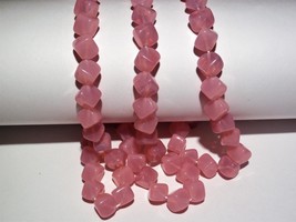 25 8 mm Czech Glass Diagonal Hole Cube Beads: Milky Pink - £2.48 GBP