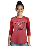 NWT NBA Atlanta Hawks &quot;Howard&quot; Women&#39;s Medium Red 3/4 Sleeve Raglan Tee ... - £16.57 GBP