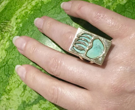 14k Navajo Turquoise Ring Bear Paw Native American !LARGE Modernist 14k ring - £6,130.22 GBP