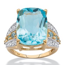4K Gold Over Sterling Silver Blue And White Topaz Ring Size 6 7 8 9 10 - $399.99