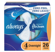 Always Infinity Pads, Overnight, with Wings Unscented, Size 4 26.0ea - $19.99