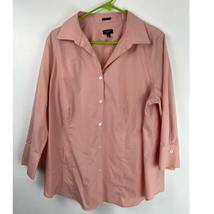Talbots Button Front Collar Shirt Pink 3/4 Sleeve Wrinkle Resist Women Plus 16W - £9.50 GBP