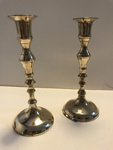 Vintage Solid Brass Candlesticks Holders Pair 2 Heavyweight 7” Tall 3” Felt Base - £19.71 GBP